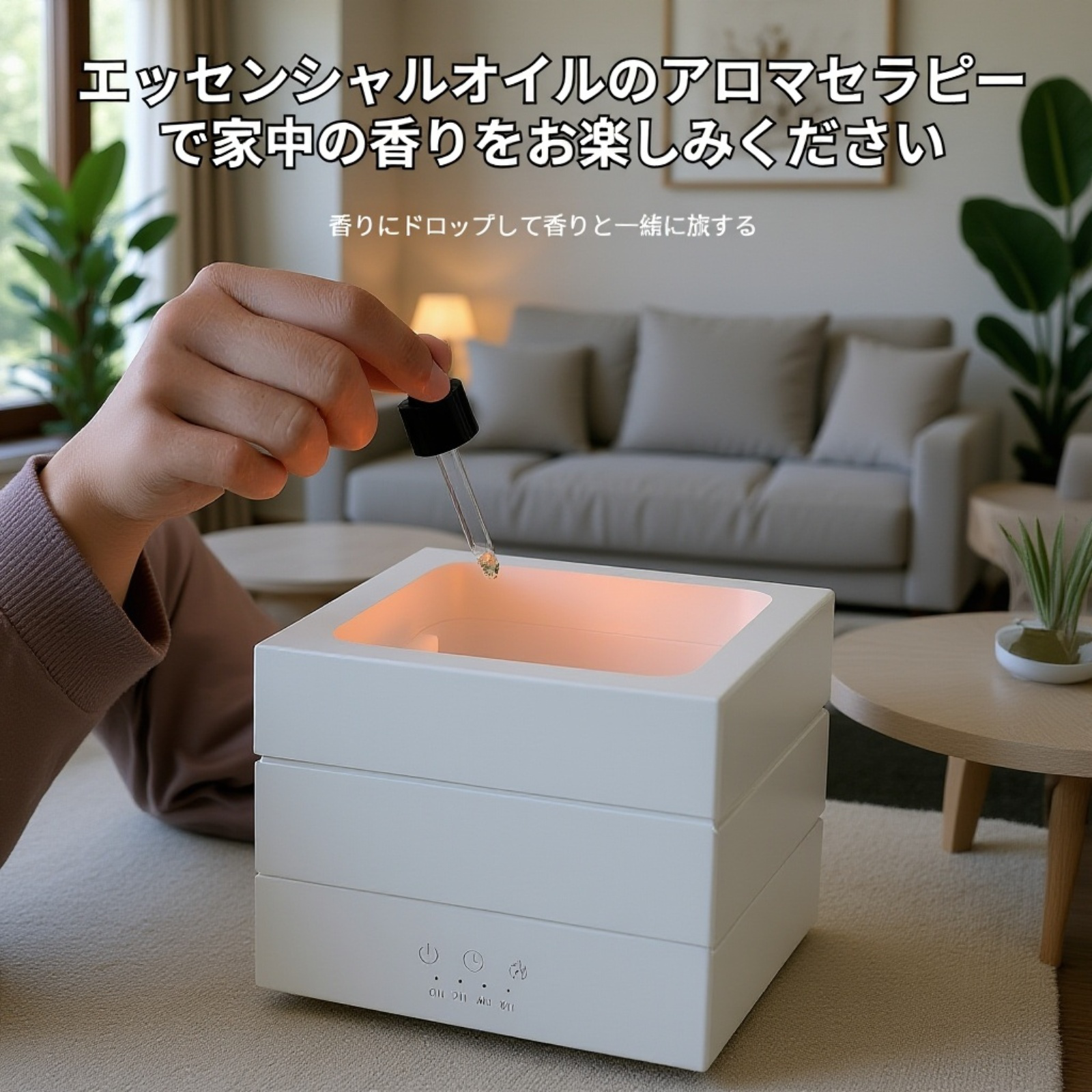 焚き火風加湿器 オフィス用七色炎アロマディフューザー