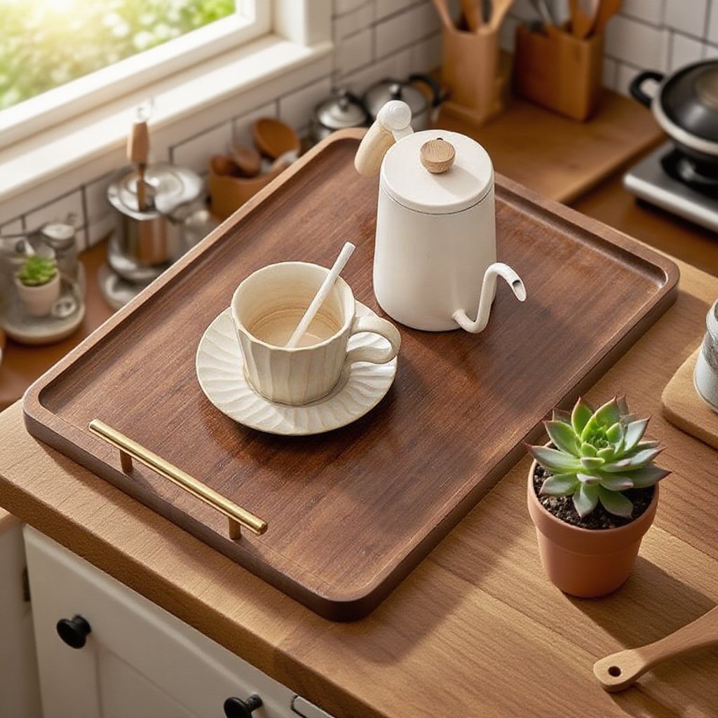 가벼운 사치 빈티지 장방형 실목 과일 쟁반