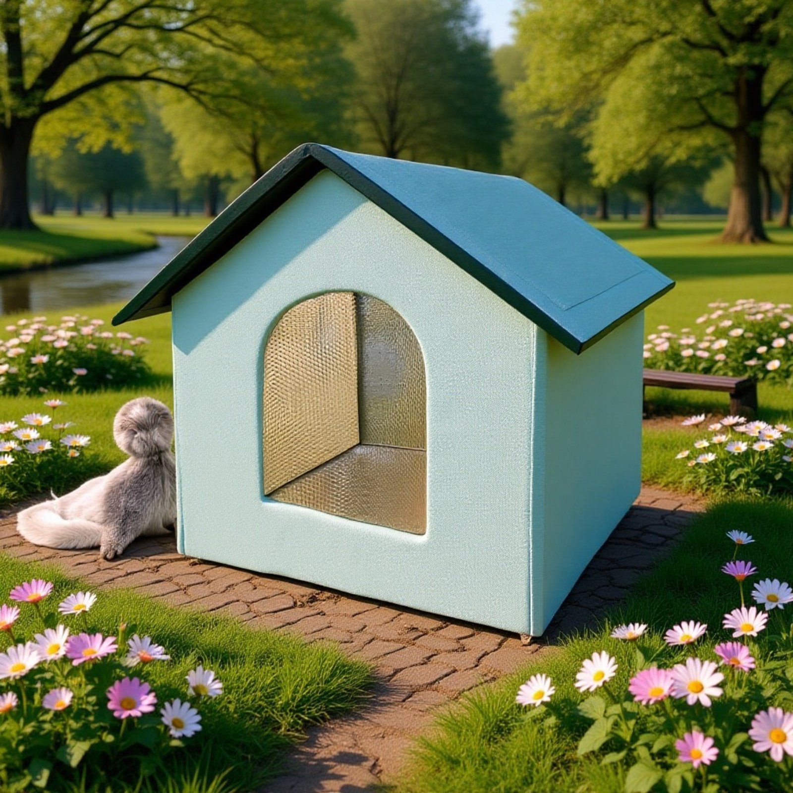 Katzenbett und Hundebett für draußen, wasserdichtes Katzenhaus aus Oxford-Stoff, kältebeständig und 