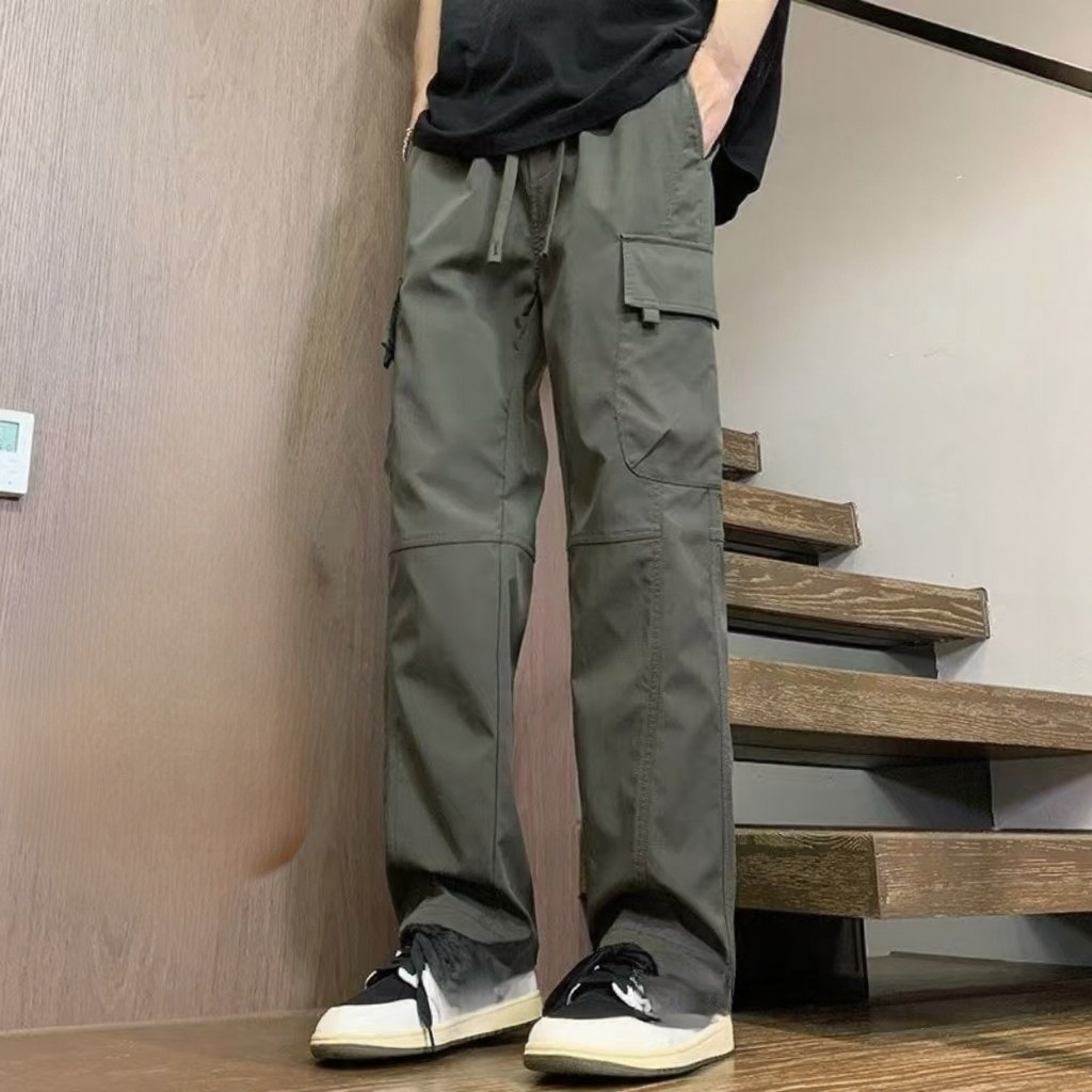 기모 와이드 일자 아웃도어 캐주얼 트레이닝 남성 팬츠 미국 카고 팬츠 남성 캐주얼 돌격 팬츠