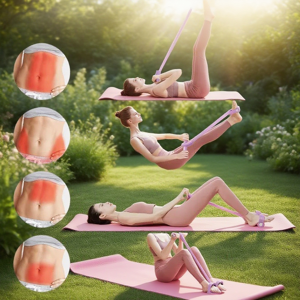 뱃살감소 허리슬림 발로 밟는 저항 밴드