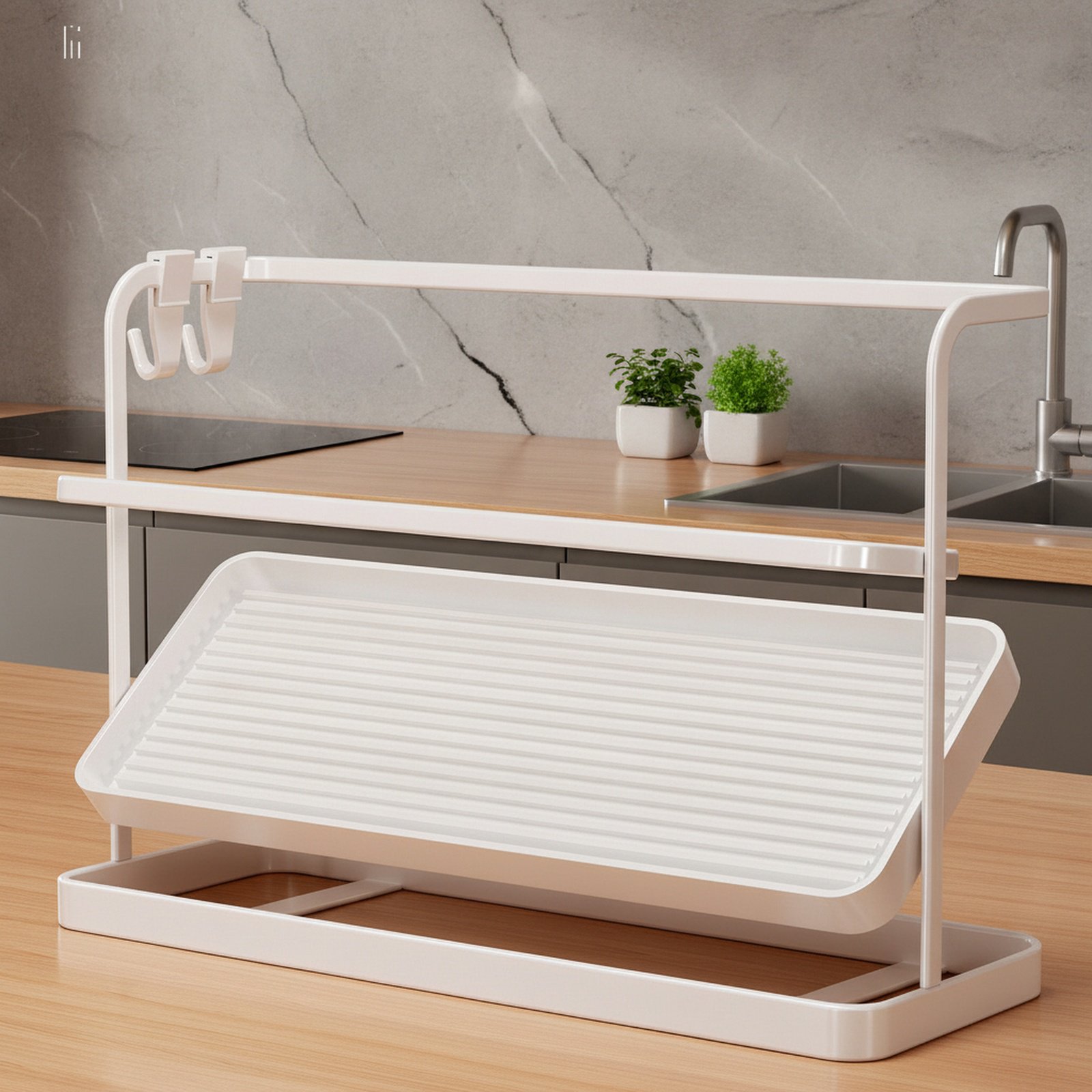 Feng home restaurant kitchen desktop double layer inverted drain cup rack tea set tea cup storage ra