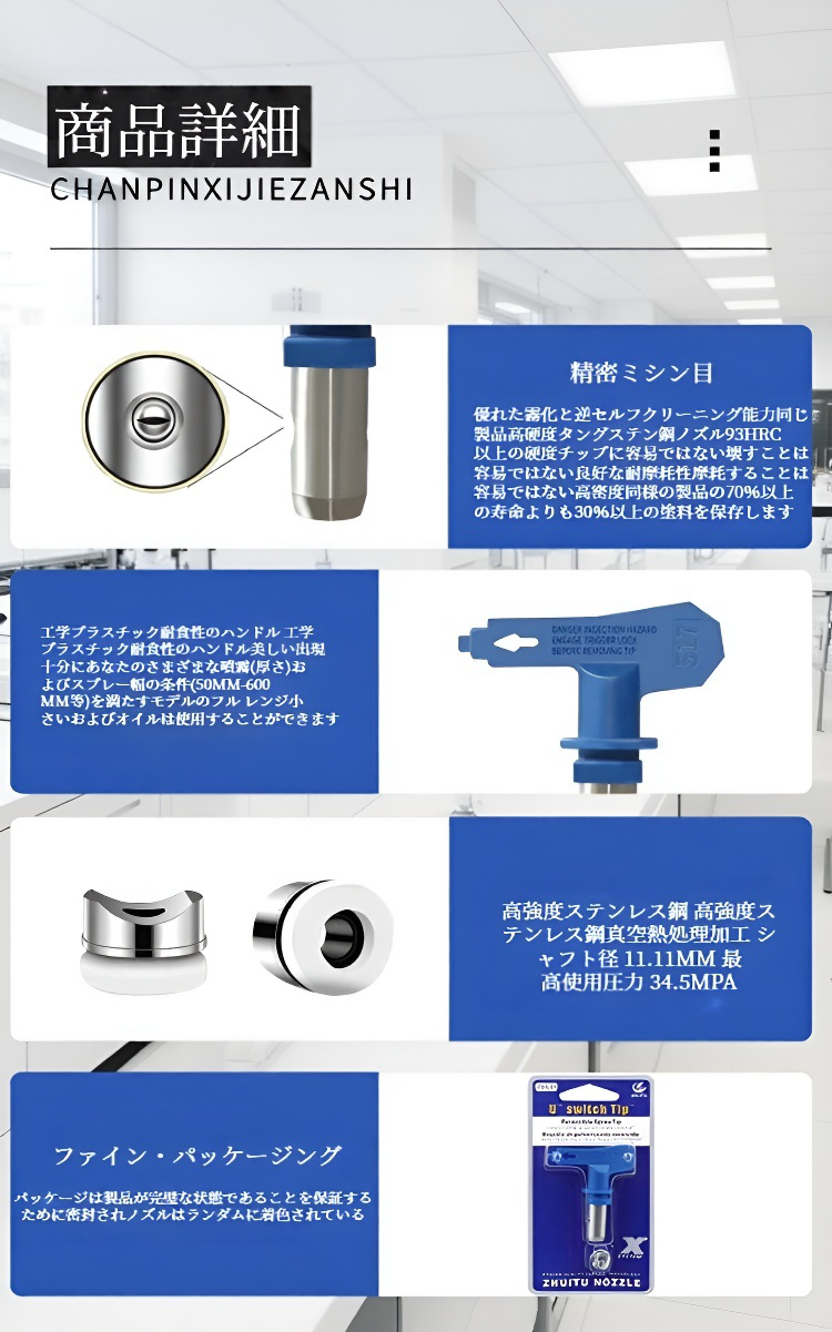 ラテックス塗料用スプレーマシンノズルのパッケージ写真