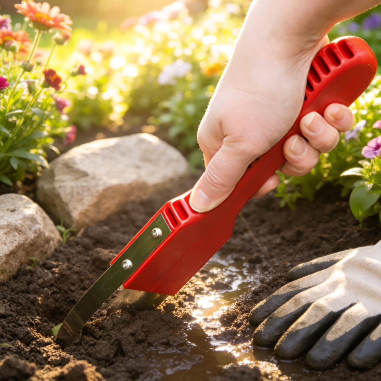 Ring-Schlaufe Unkrautentferner mit Kunststoffgriff im Garten