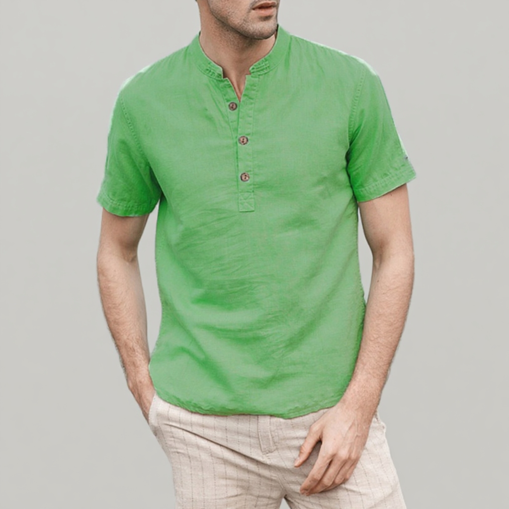 メンズリネン半袖シャツ