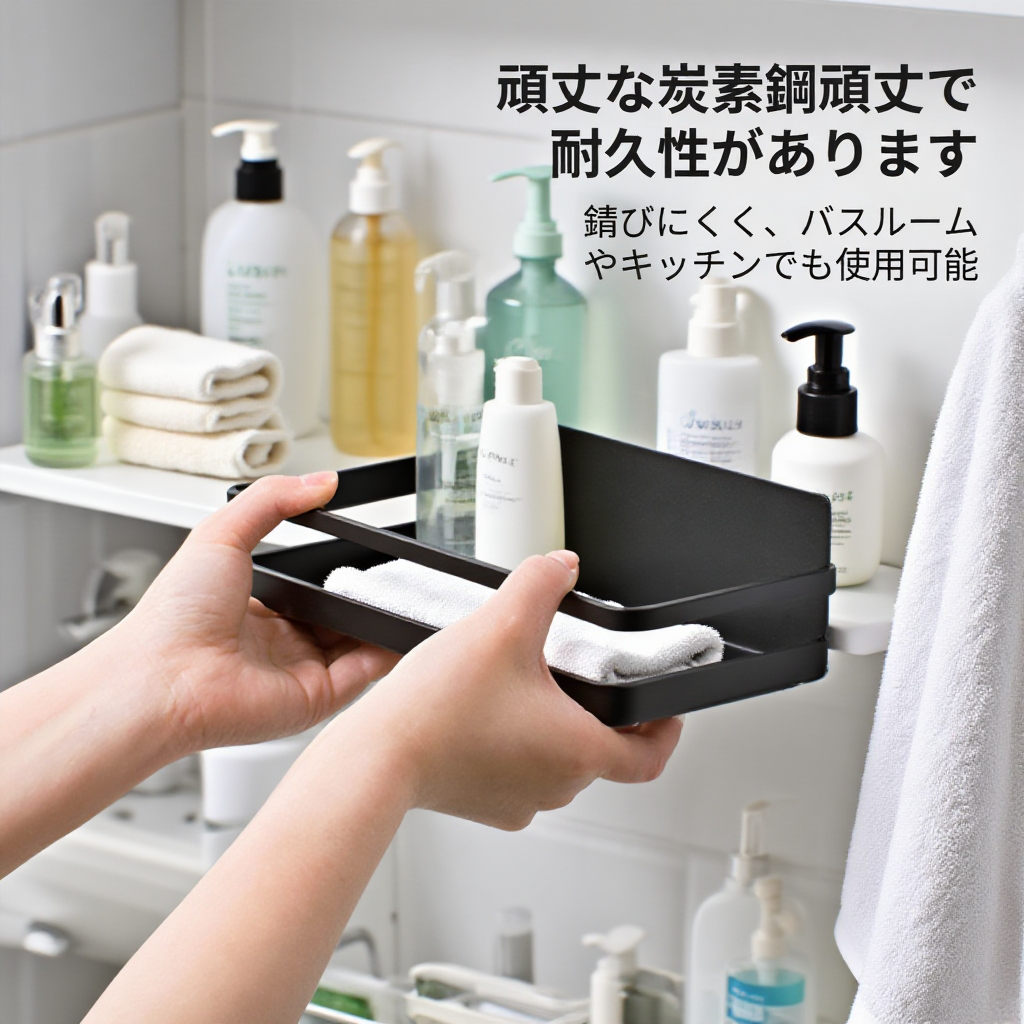 壁穴不要のマグネット収納ラック側面画像