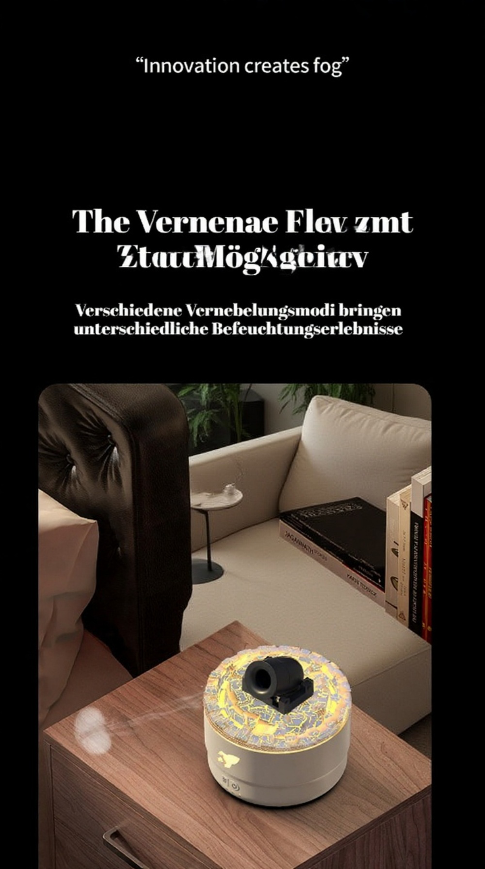 Großer Nebeldiffusor in Aktion mit sichtbarem Nebel