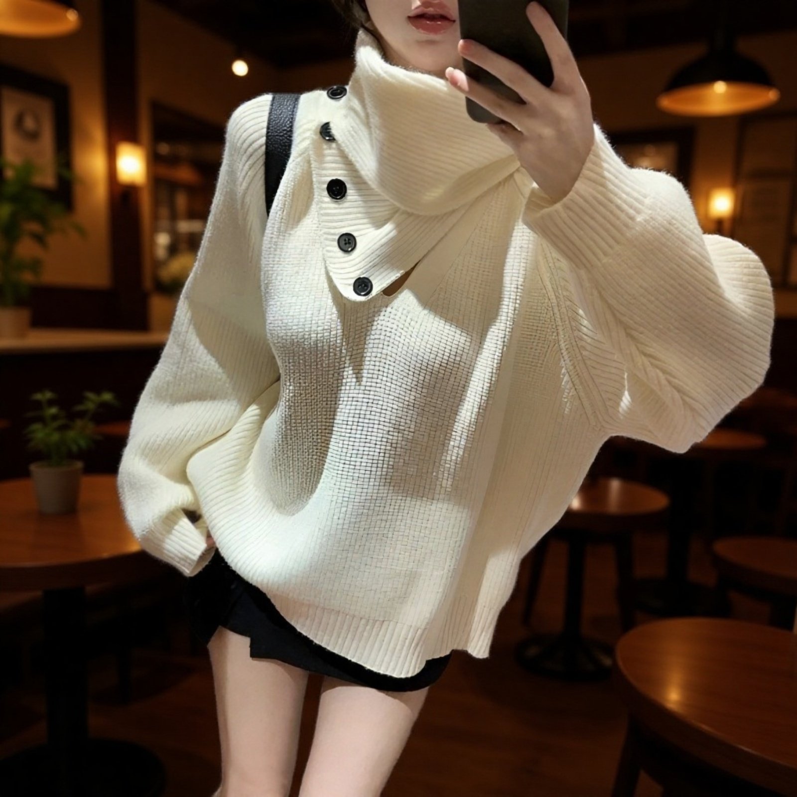 2025年新作 取り外し可能なスカーフ付きVネックセーター レディース 秋冬 ゆったりとしたハイエンドニットトップス