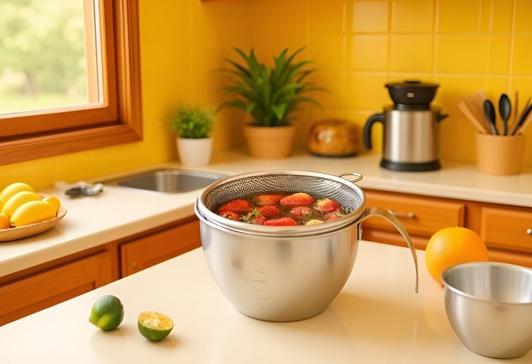 식품 등급 스테인리스로 제작된 거품기 컵 디테일