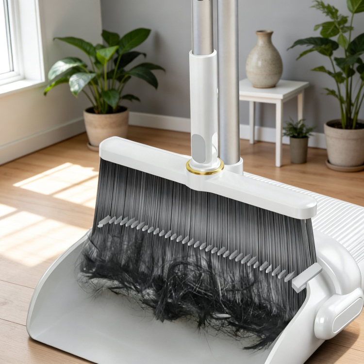 Set de escoba y recogedor con mango largo y cerdas suaves para el hogar