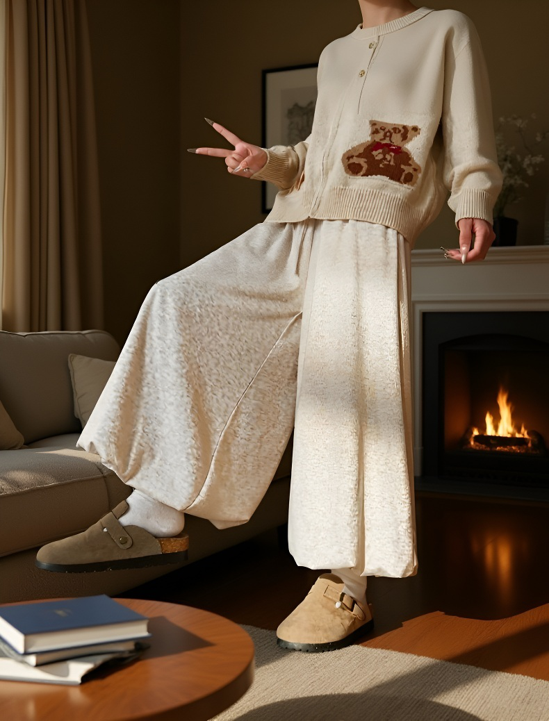 스타일리시한 찹쌀 니트 치마바지 코디