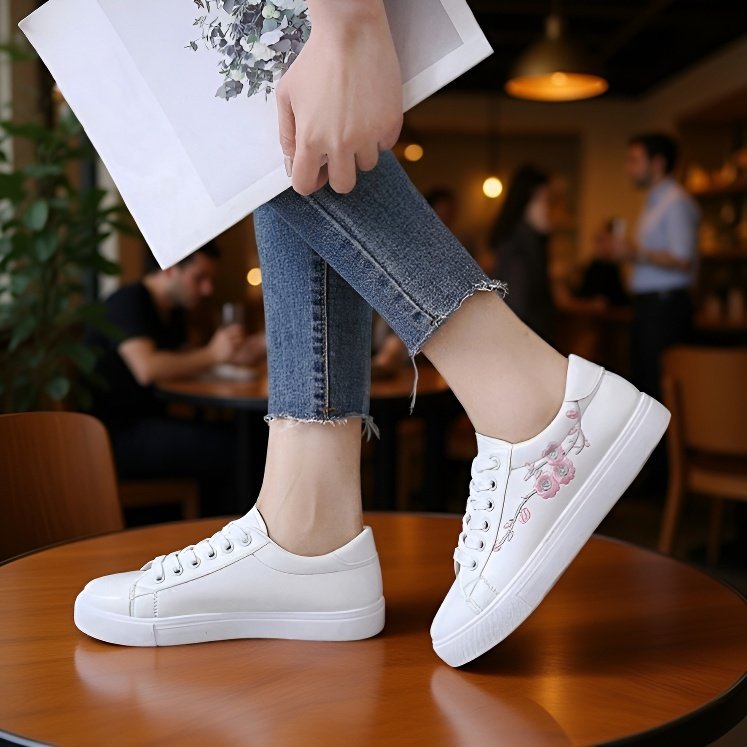 軽量で歩きやすい白いスニーカー