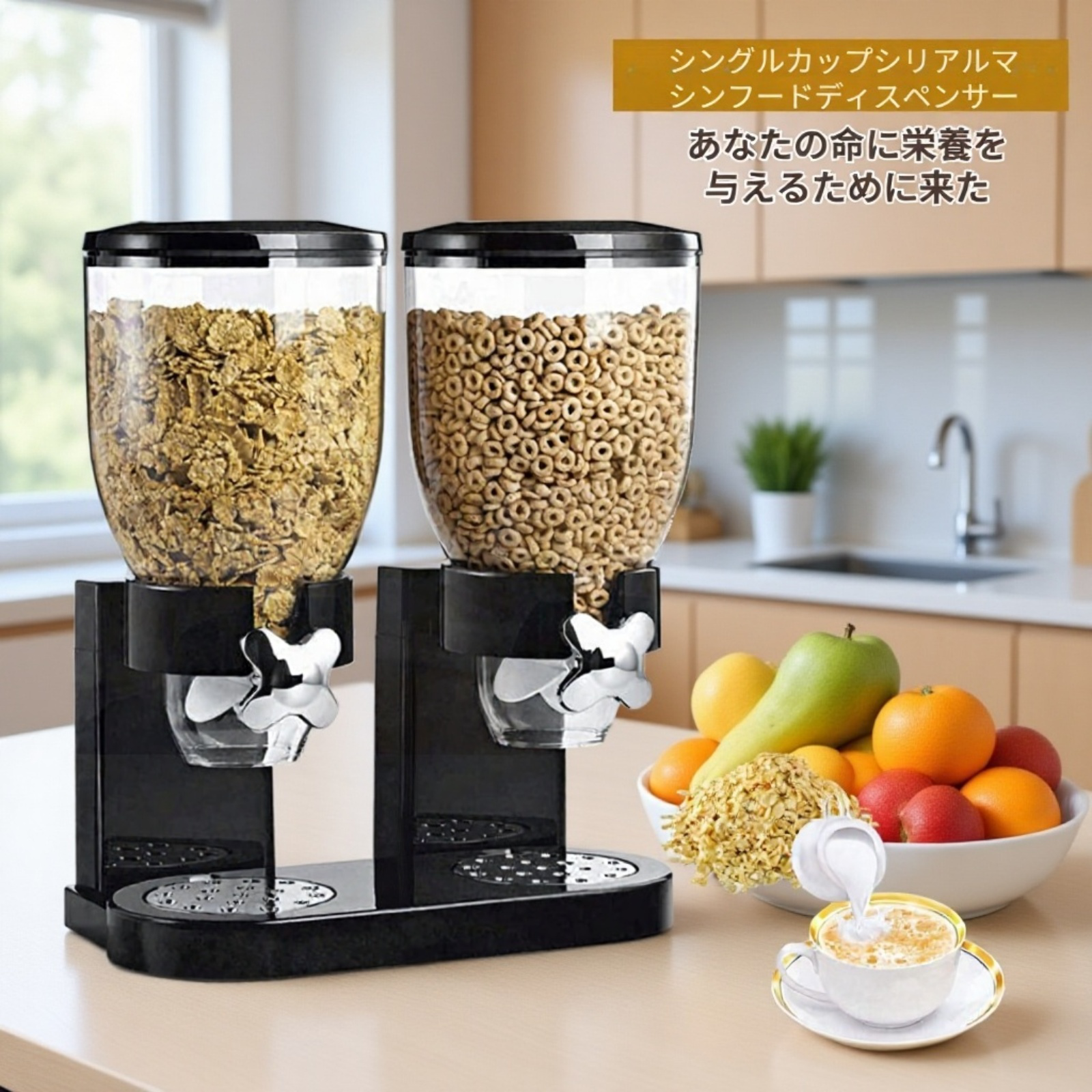 ダブルヘッド縦型プラスチックシリアルディスペンサー 穀物分配器 食品容器