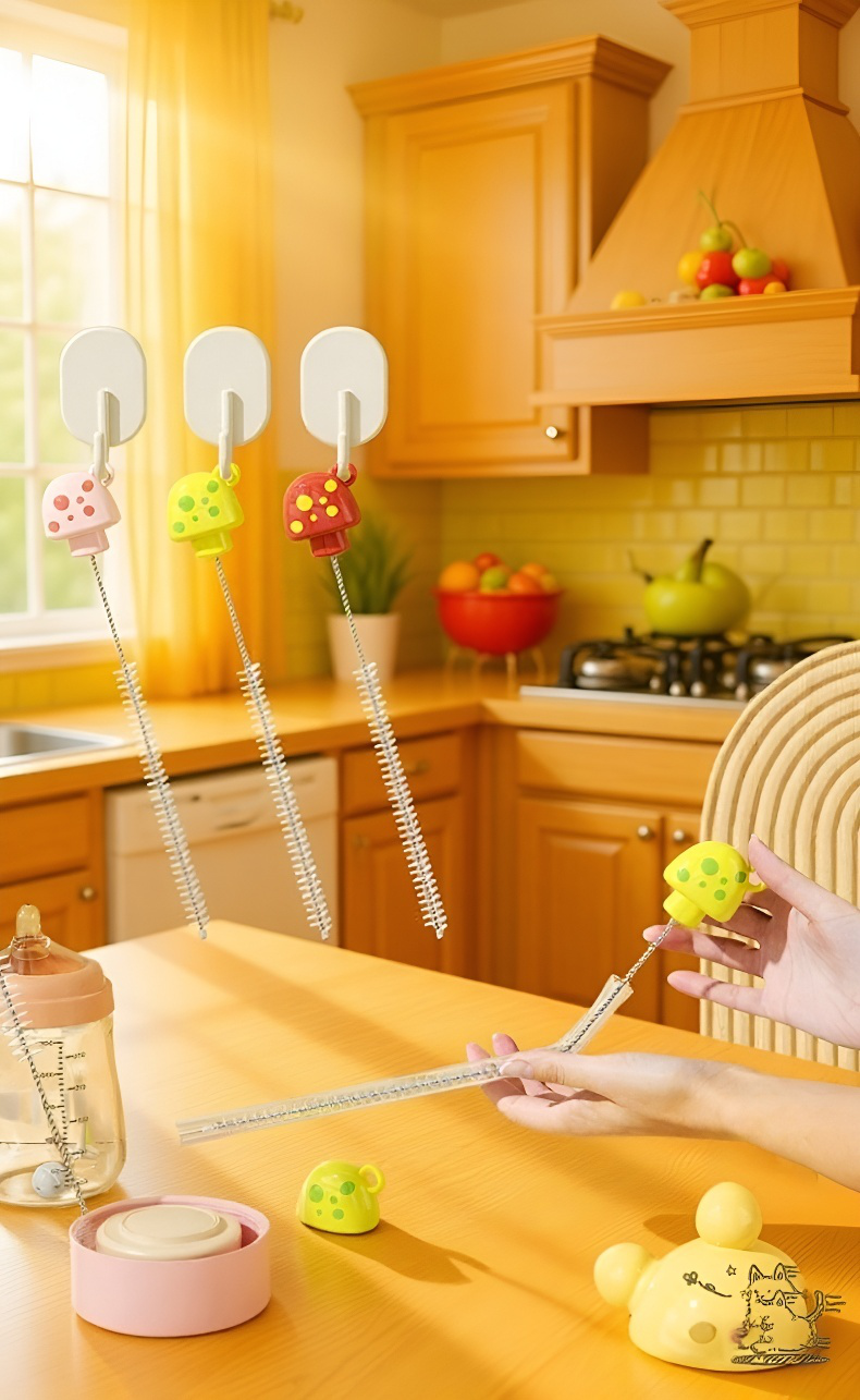 Cepillo pequeño de champiñón para limpieza de pajillas