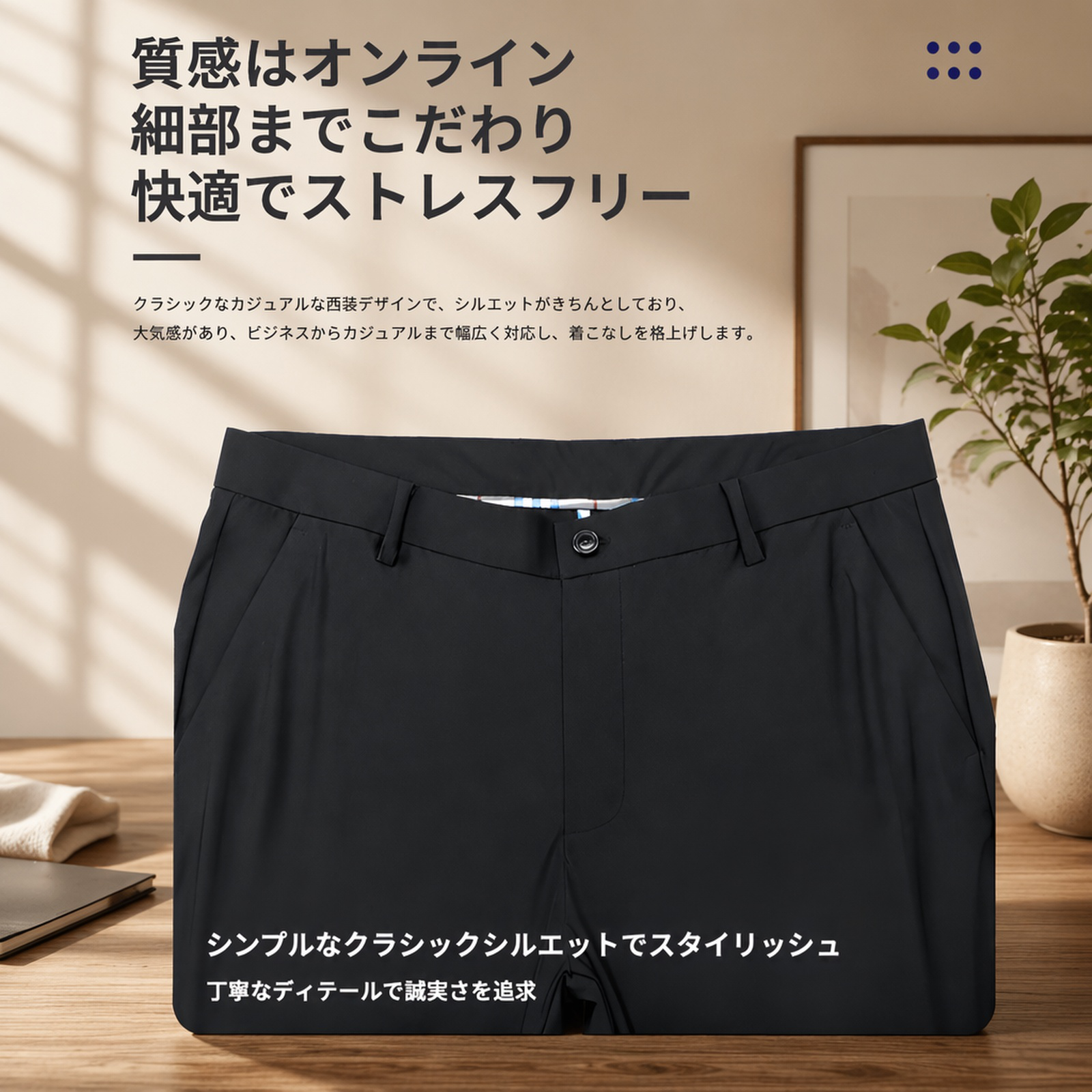 メンズアイスシルク通気カジュアルスラックス