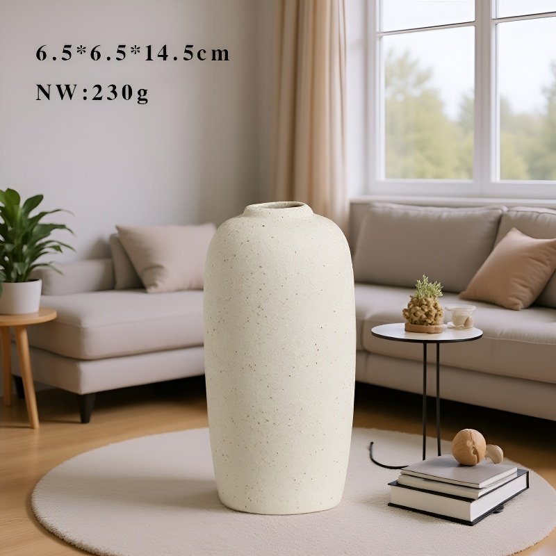 Dekoratív matt fehér kerámia váza nappaliba