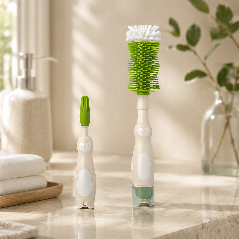 Durable kitchen cleaning brush set with multiple heads