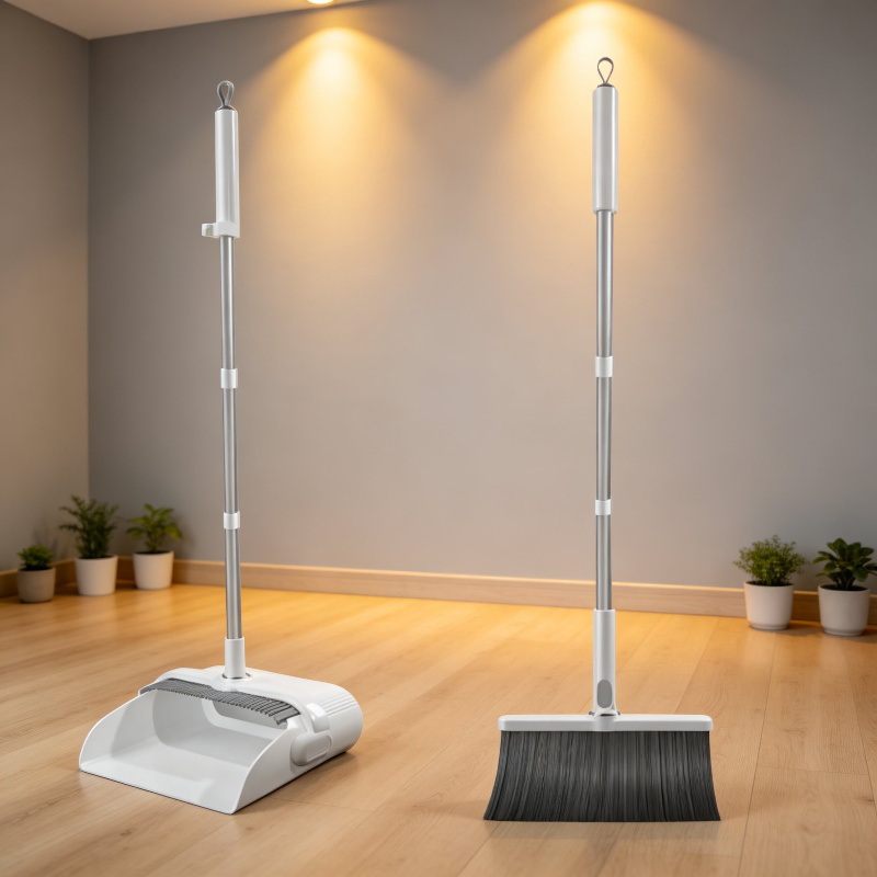 Set de escoba y recogedor con mango largo y cerdas suaves, multifuncional para limpieza doméstica