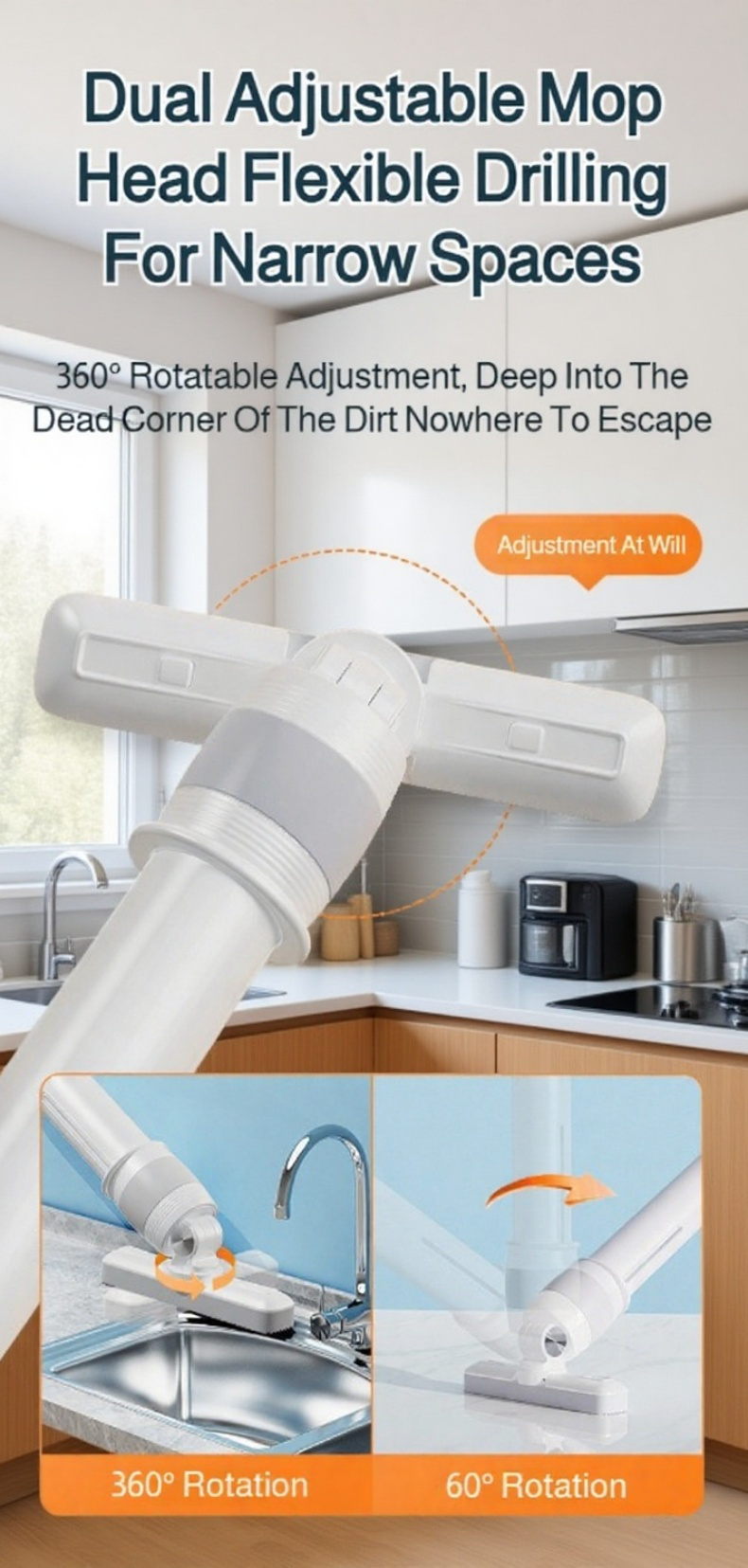 Hands-free mop with washable and reusable pad