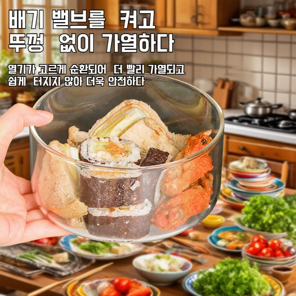 전자레인지 사용 가능 밀폐 유리 도시락