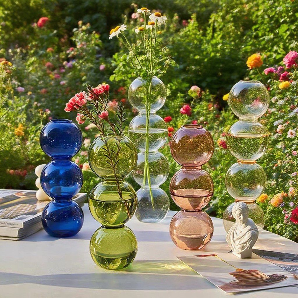 インスタイルバブル花瓶 透明ガラス ドライフラワー用 リビングルーム装飾