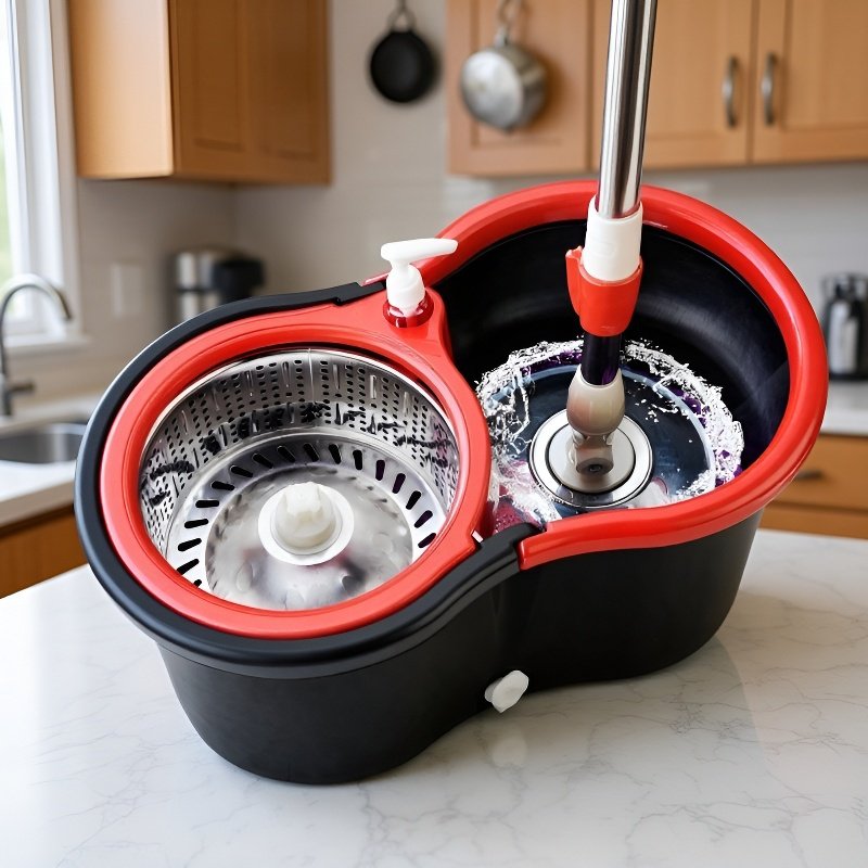 360° Drehbarer Wischmopp mit Eimer Set – Hochwertige Bodenreinigung für Küche und Zuhause