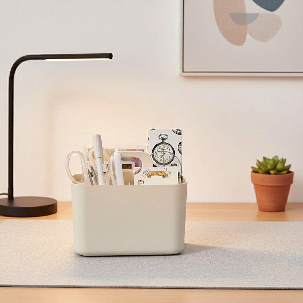 Portable Multifunctional Thickened Storage Box for Desktop Stationery and Tool Organization