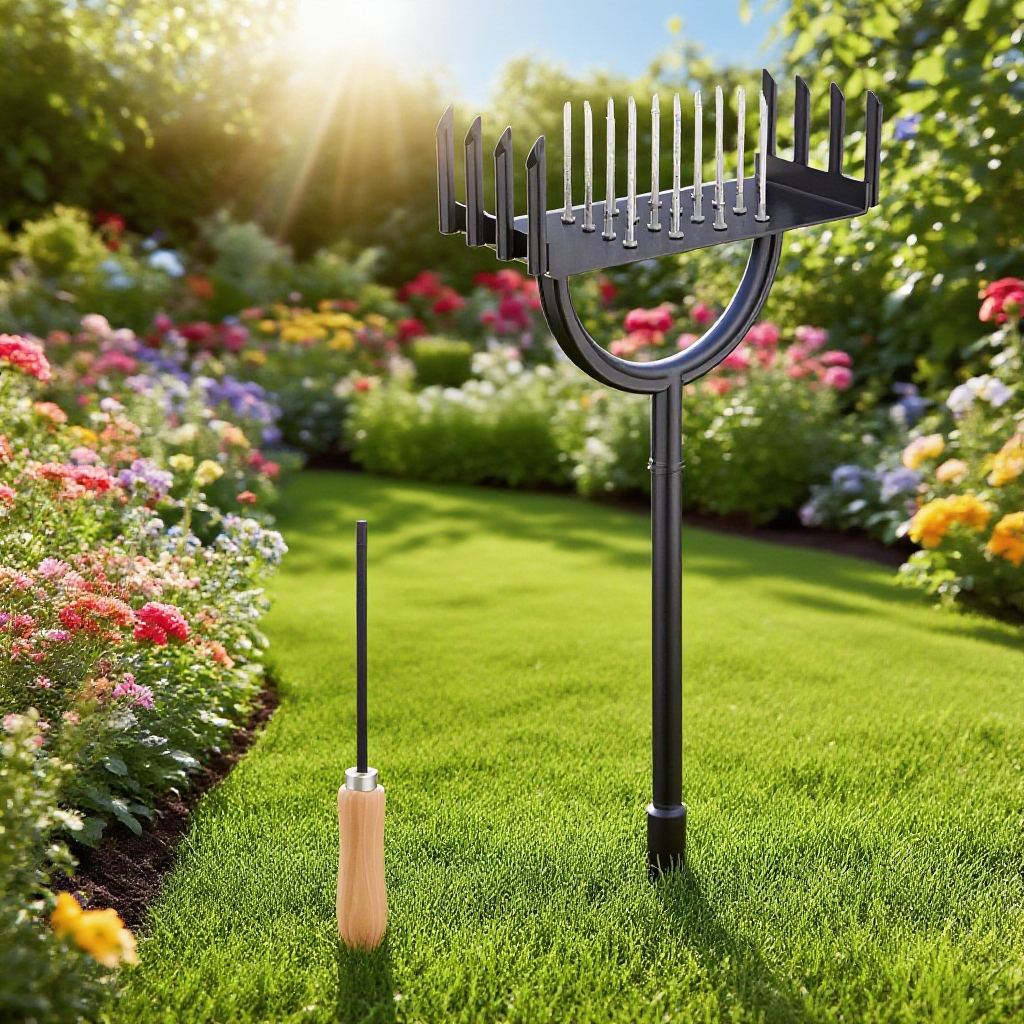  Čepelový provzdušňovač trávníku z uhlíkové oceli s madlem 