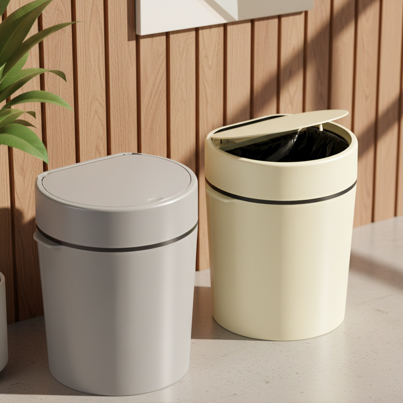 Cubo de basura de cocina de gran capacidad con almacenamiento y tapa
