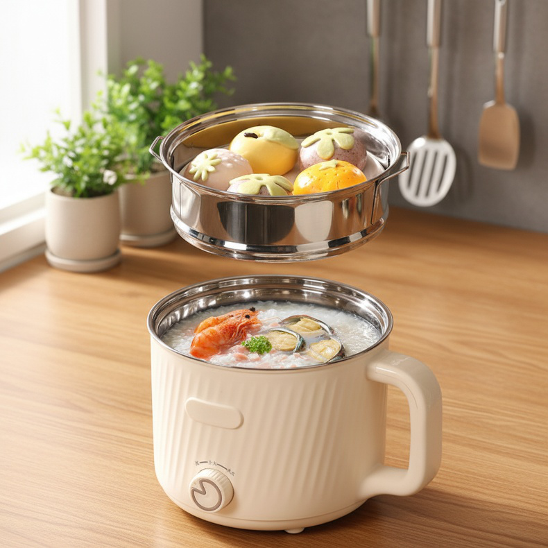 Mini hot pot électrique en acier inoxydable pour dortoir