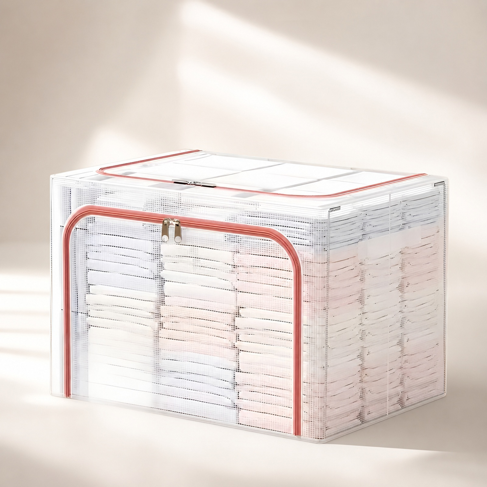 Regensichere transparente Aufbewahrungsbox mit Stahlrahmen