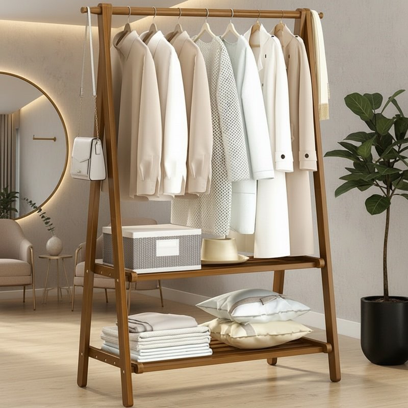 Détail des barres renforcées de l'étendoir à linge