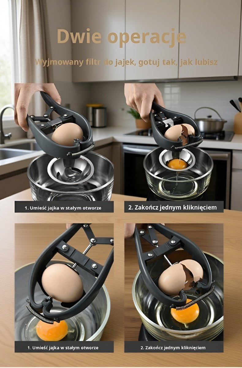 Narzędzie do jajek z funkcją szybkiego oddzielania białka