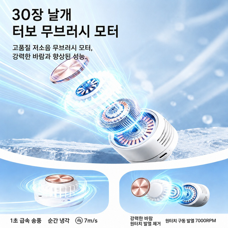 미니 회오리 무날개 집게형 선풍기