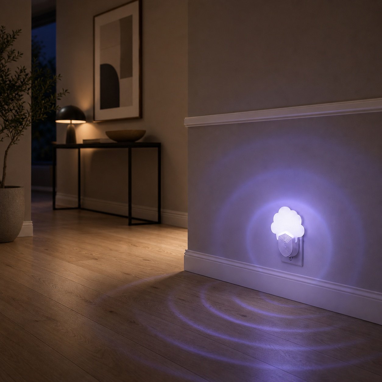 Lámpara mata mosquitos silenciosa de luz azul con forma de nube