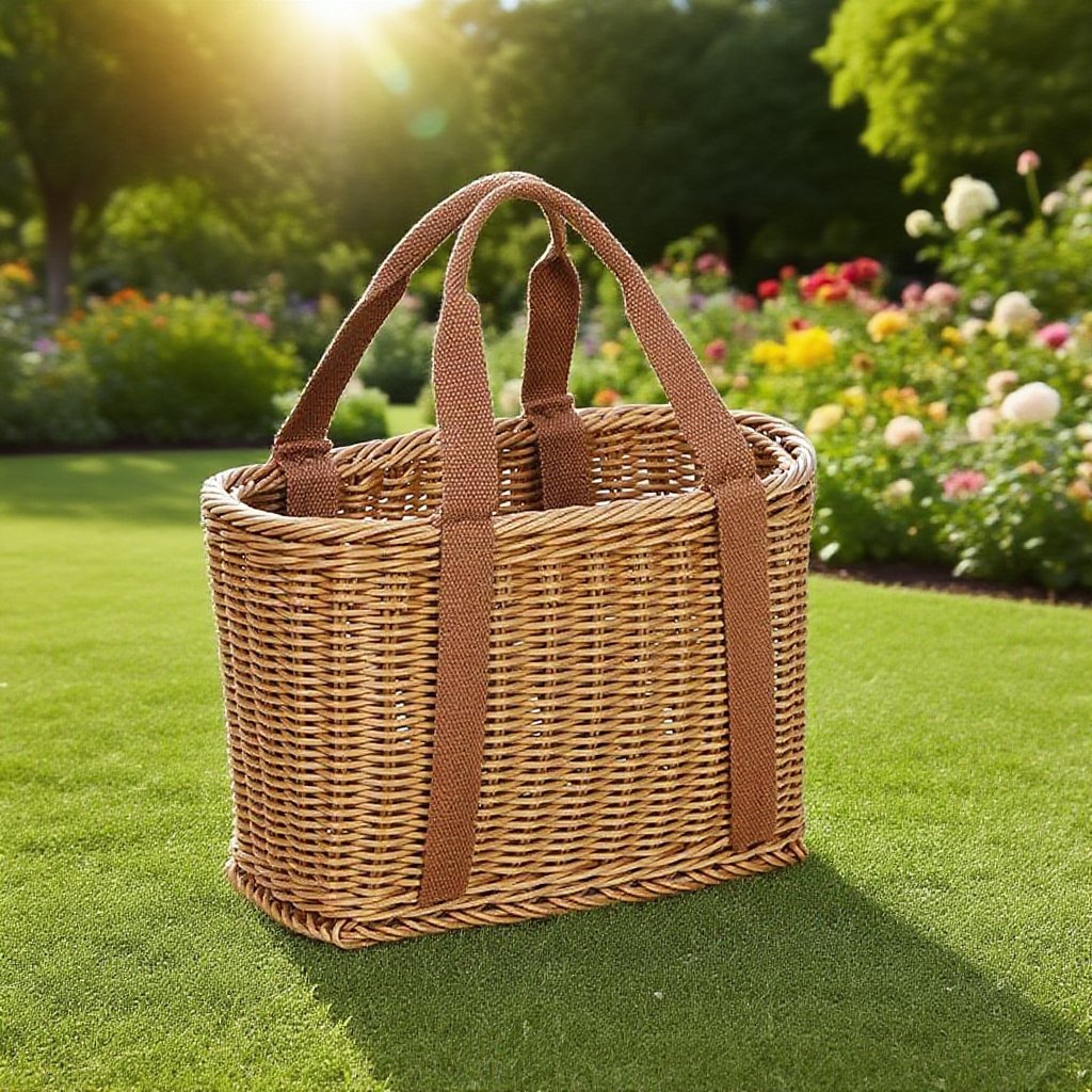 등나무 엮음 휴대용 수납 바구니