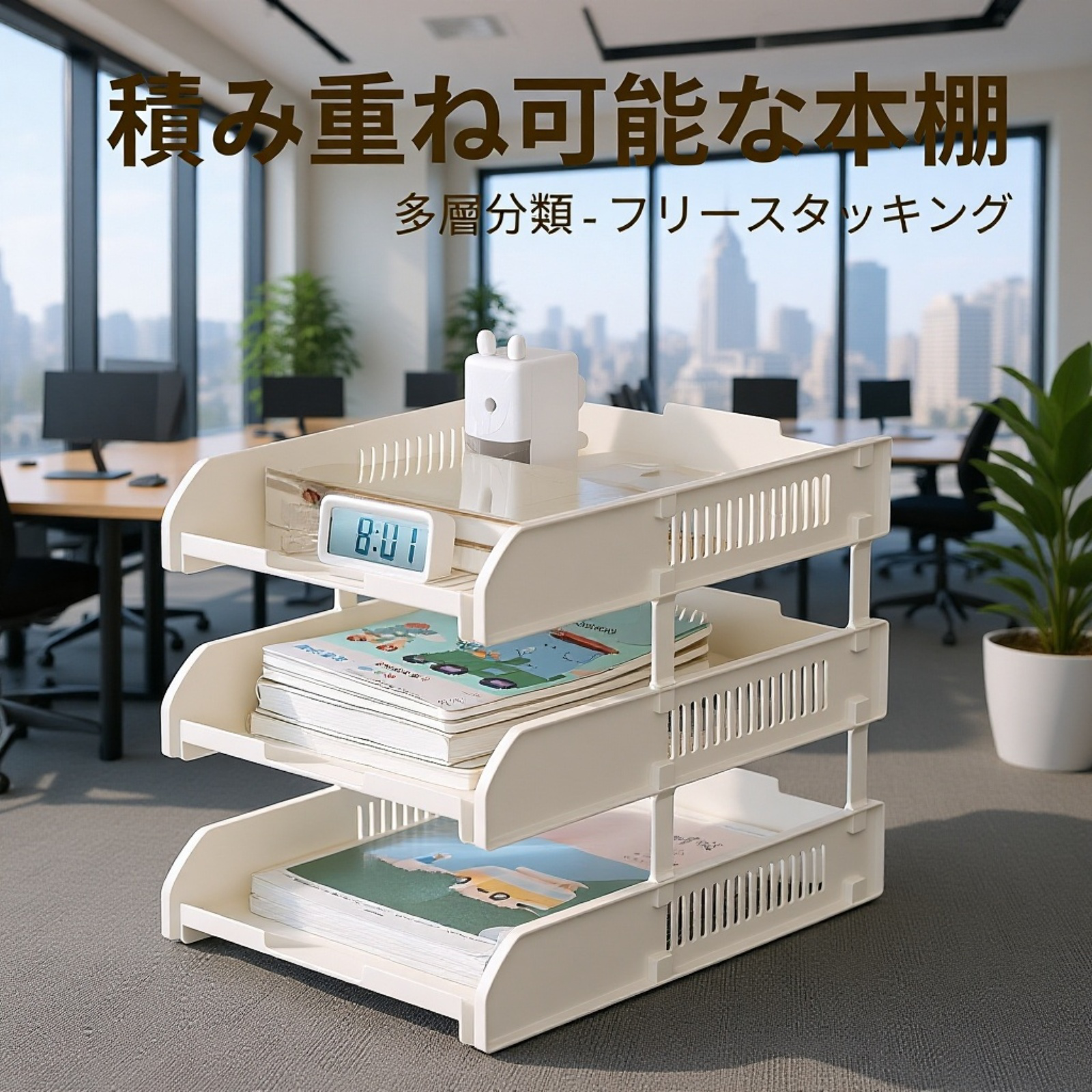 多層デスク収納ラックの全体画像