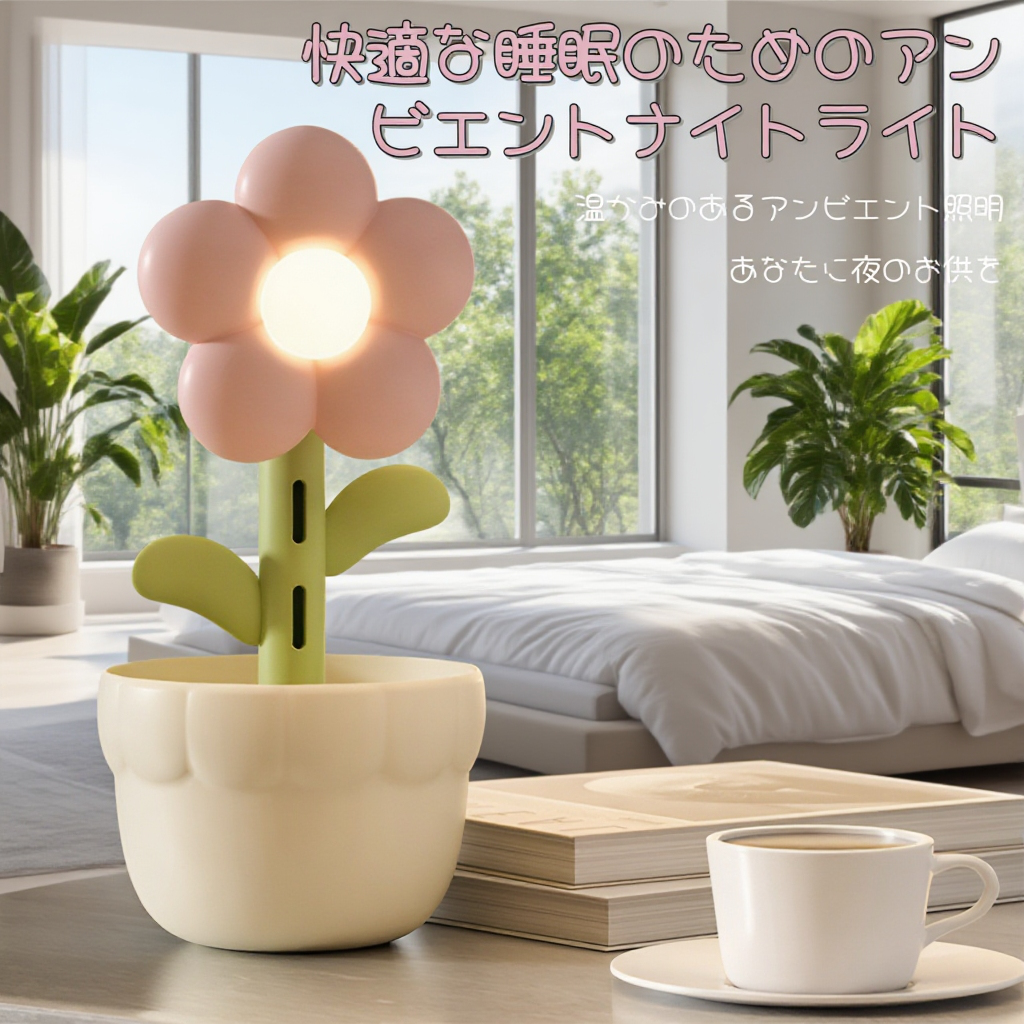 家庭用フラワー型加湿器 USBデスクトップ 小型 静音 寝室 妊婦向け 大容量霧式