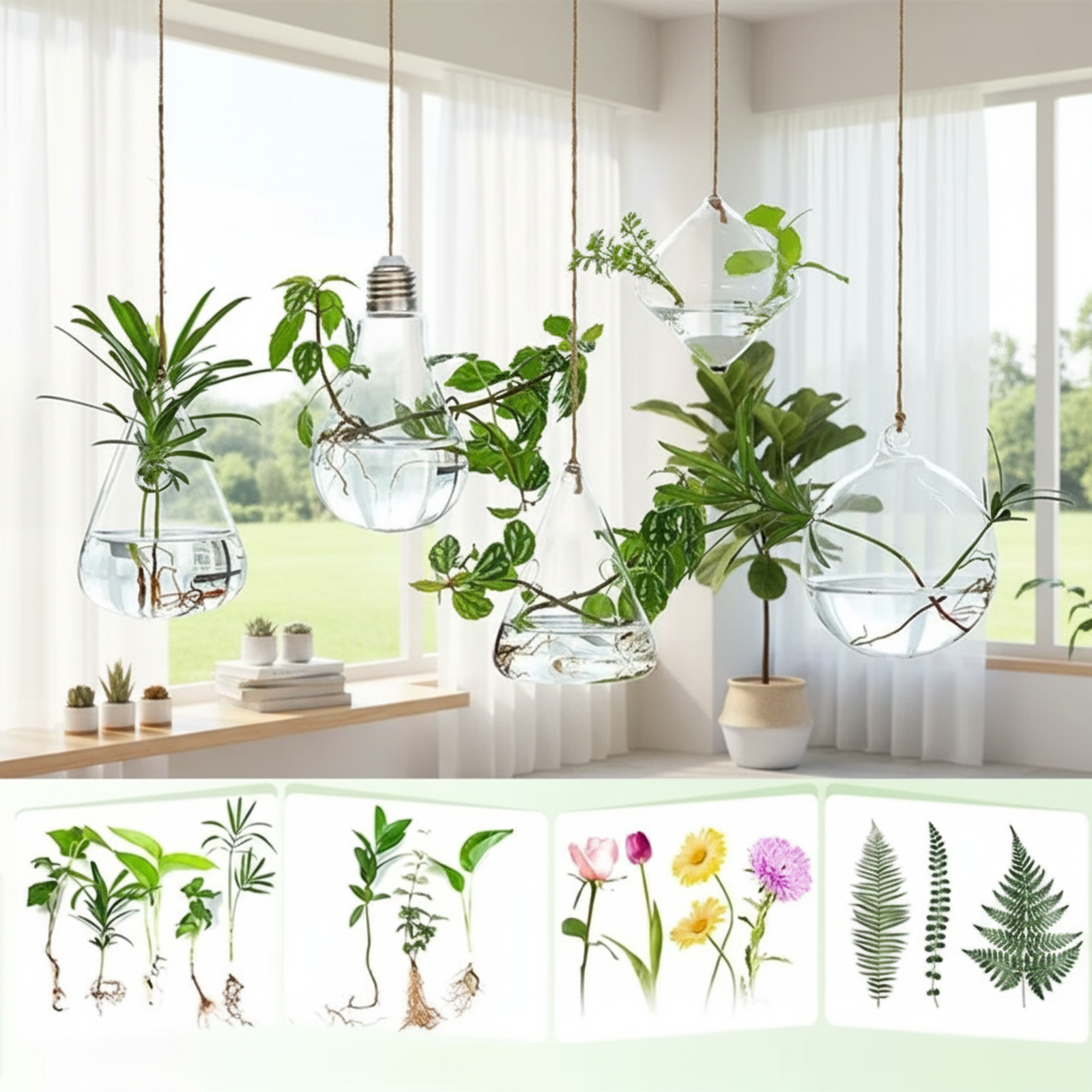 Récipient suspendu pour fleurs hydroponiques