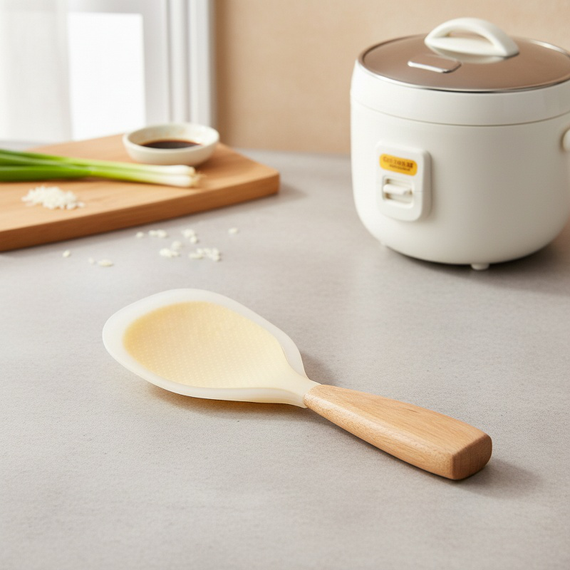 Ergonomic silicone rice spoon for easy serving