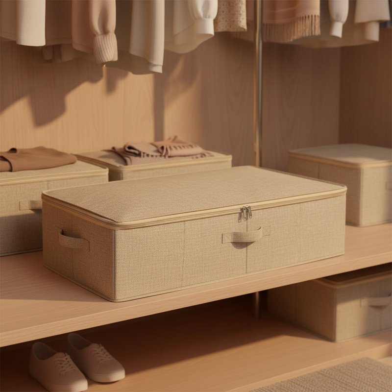 Space-saving storage box for shoes under the bed