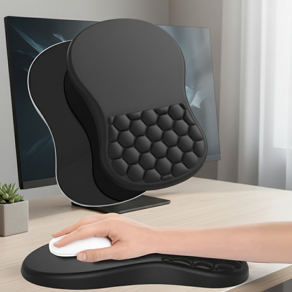 Ergonomic Slope Mouse Pad Black Foamed PU Base