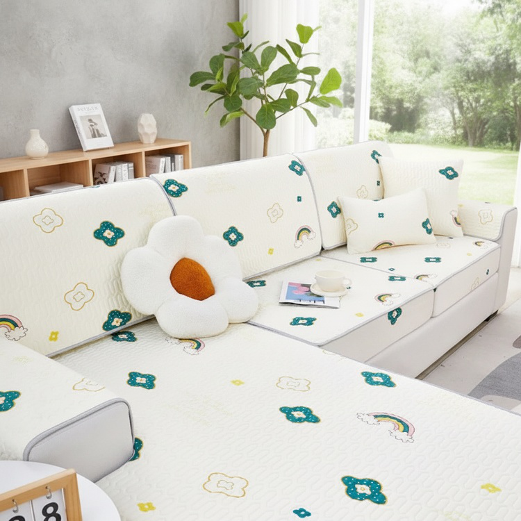 Non-slip Ice Silk Latex Sofa Mat, All-Season Use