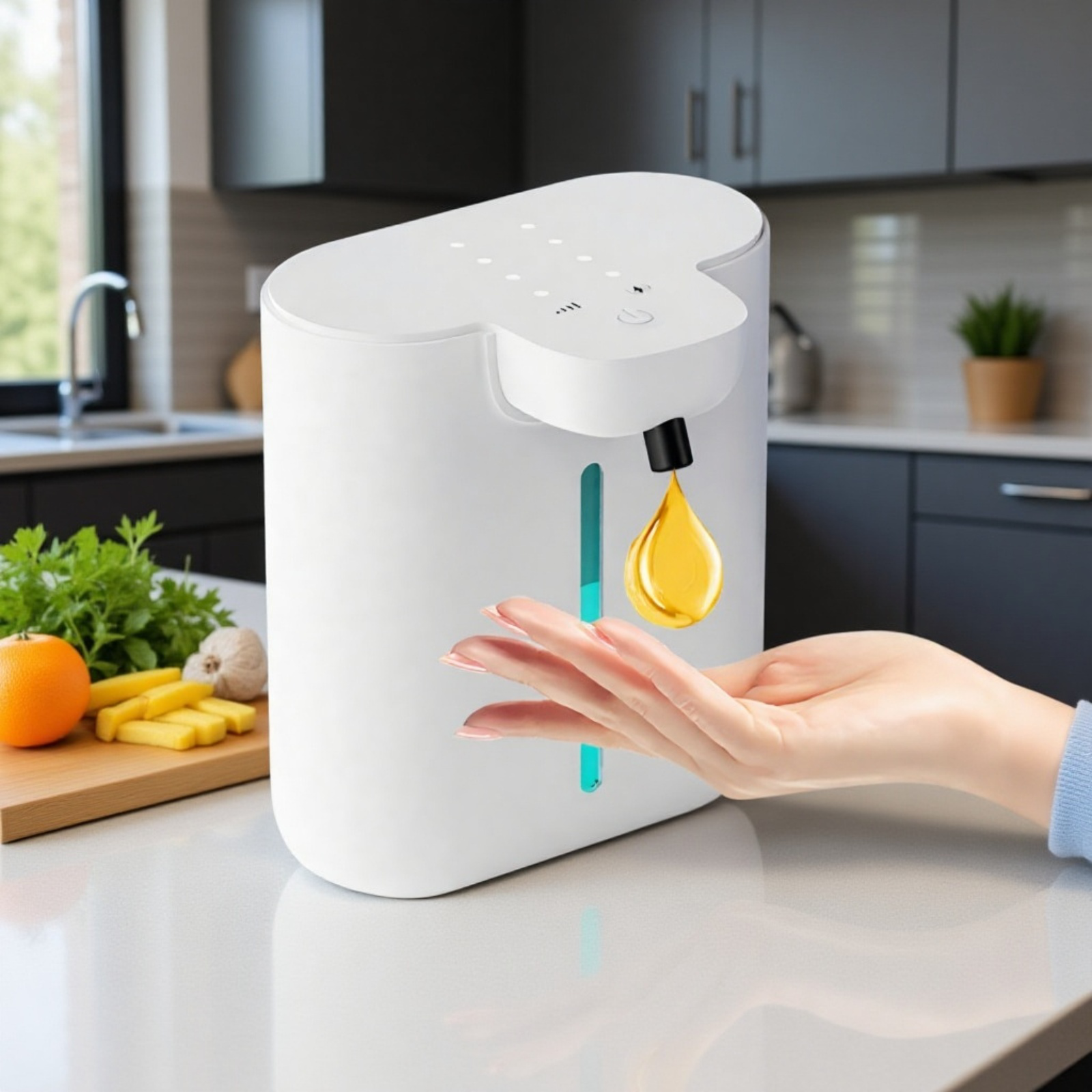  Dispensador de jabón compacto de pared, recargable, espuma ajustable