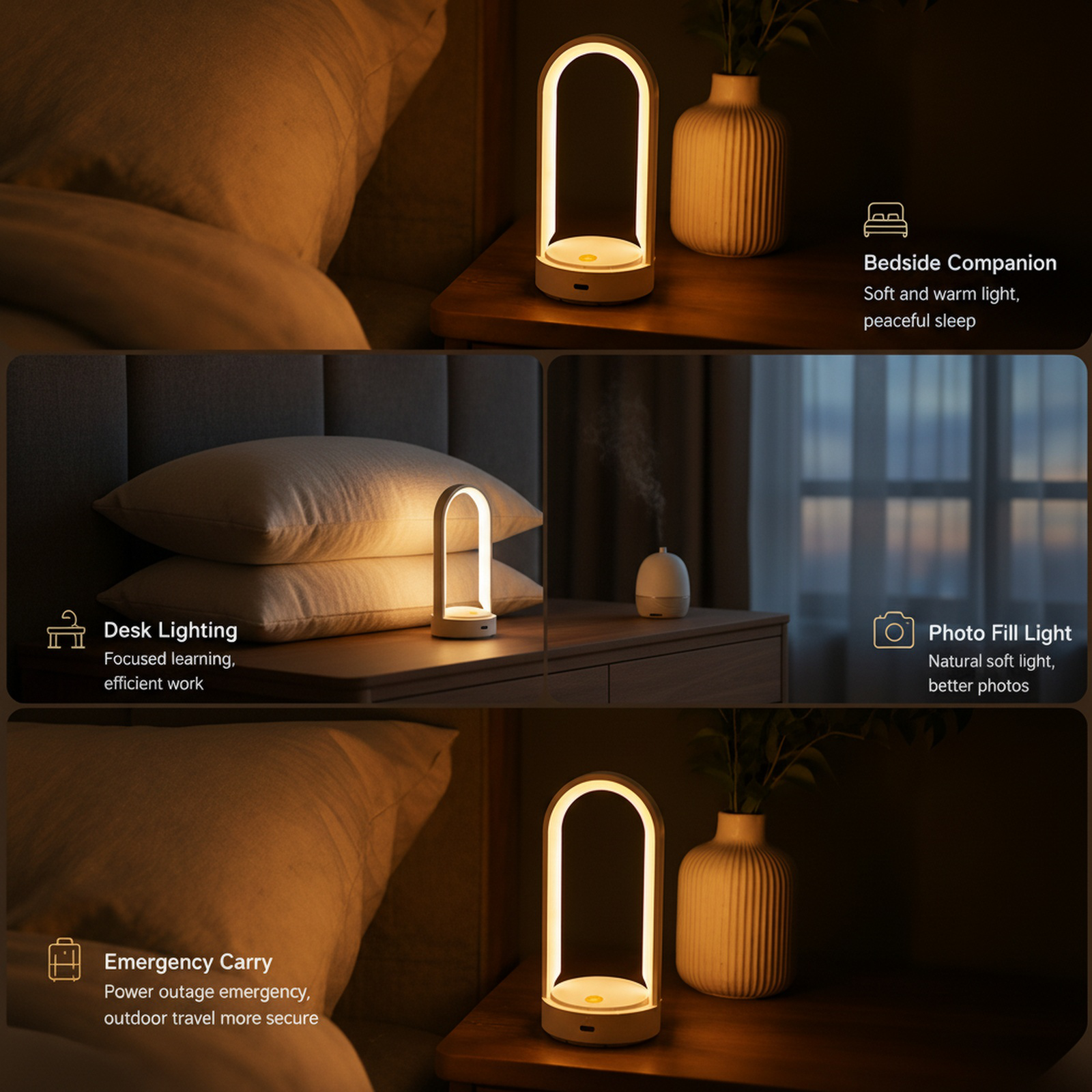 Multifunctional Foldable Night Light/Desk Lamp with Phone Stand, 1200mAh