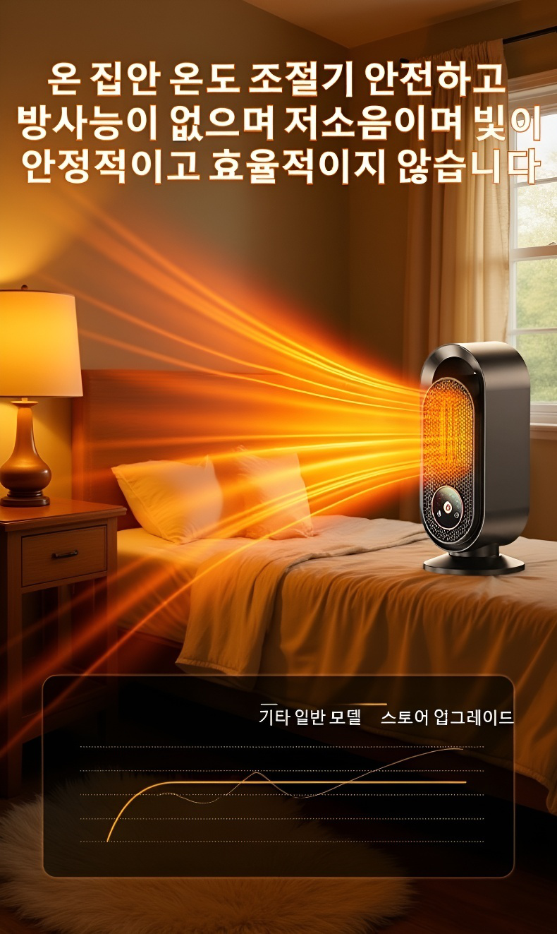 탁상 위에 놓인 소형 온풍기