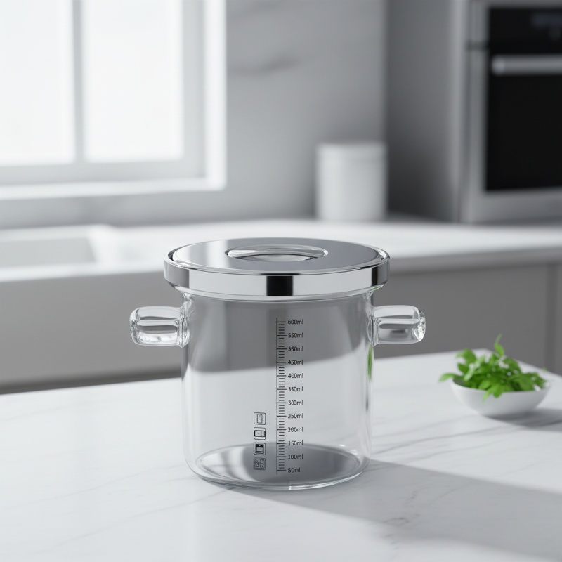 Kleiner Glas-Kochtopf für den Hausgebrauch