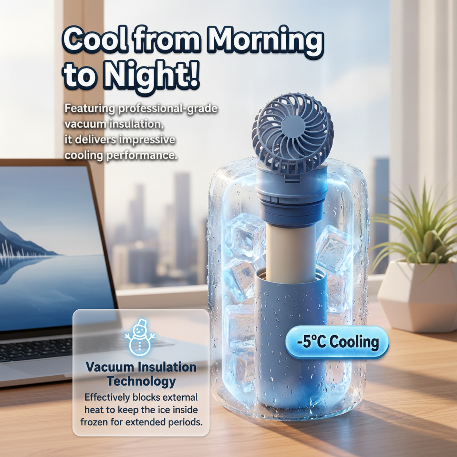 Outdoor Portable Mini Fan & Ice Cup