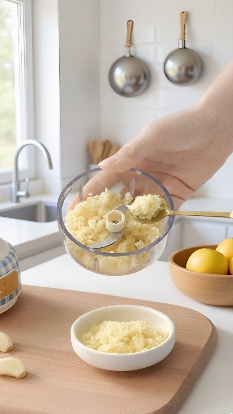 Rechargeable mini food processor for vegetables and garlic