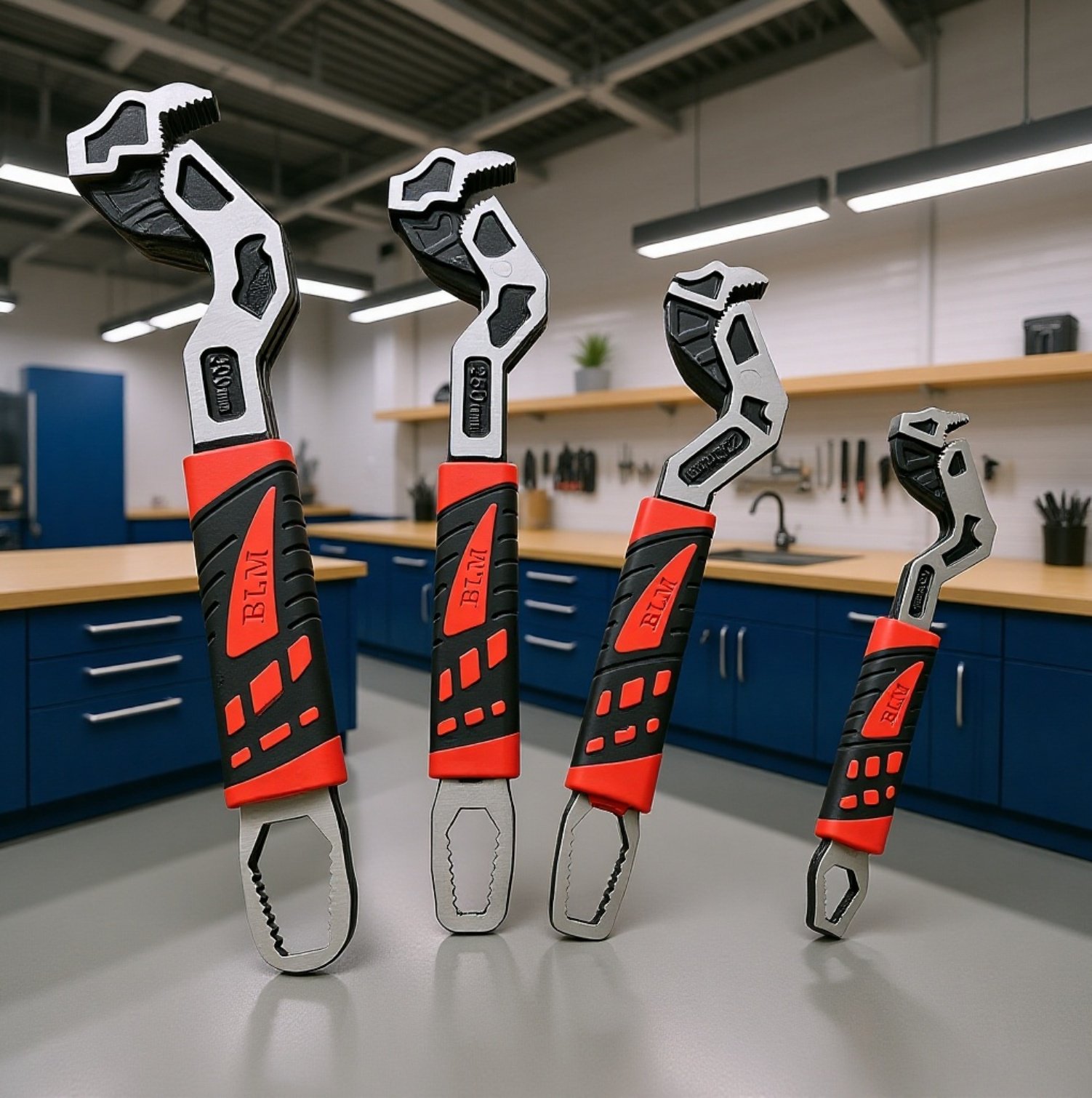 Closeup of wrench jaws on large nut